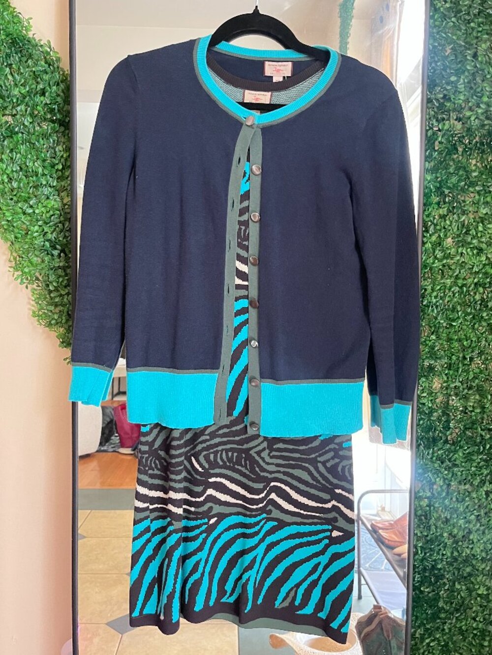 Issa London x Banana Republic Zebra Print Knit Dress & Cardigan